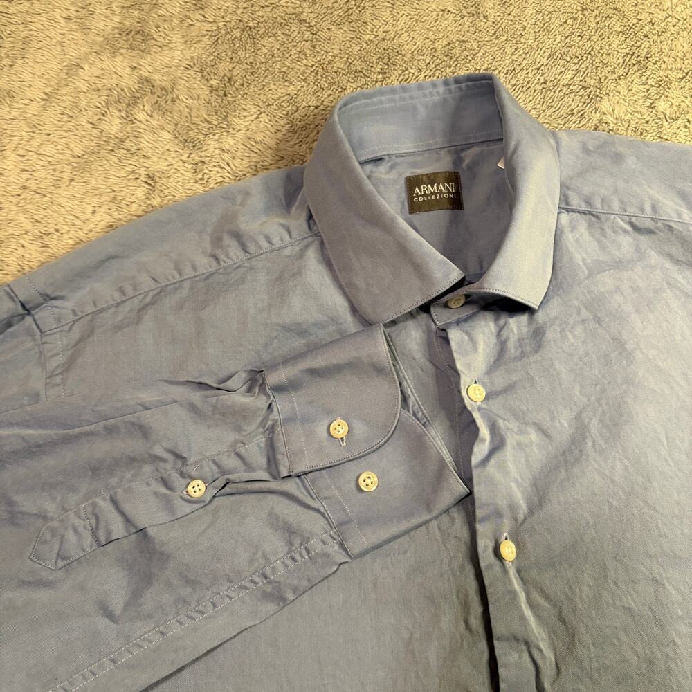 Armani Collezioni Men's Blue Dress Shirt Long Sleeve Sz 42‎ Neck 16 1/2